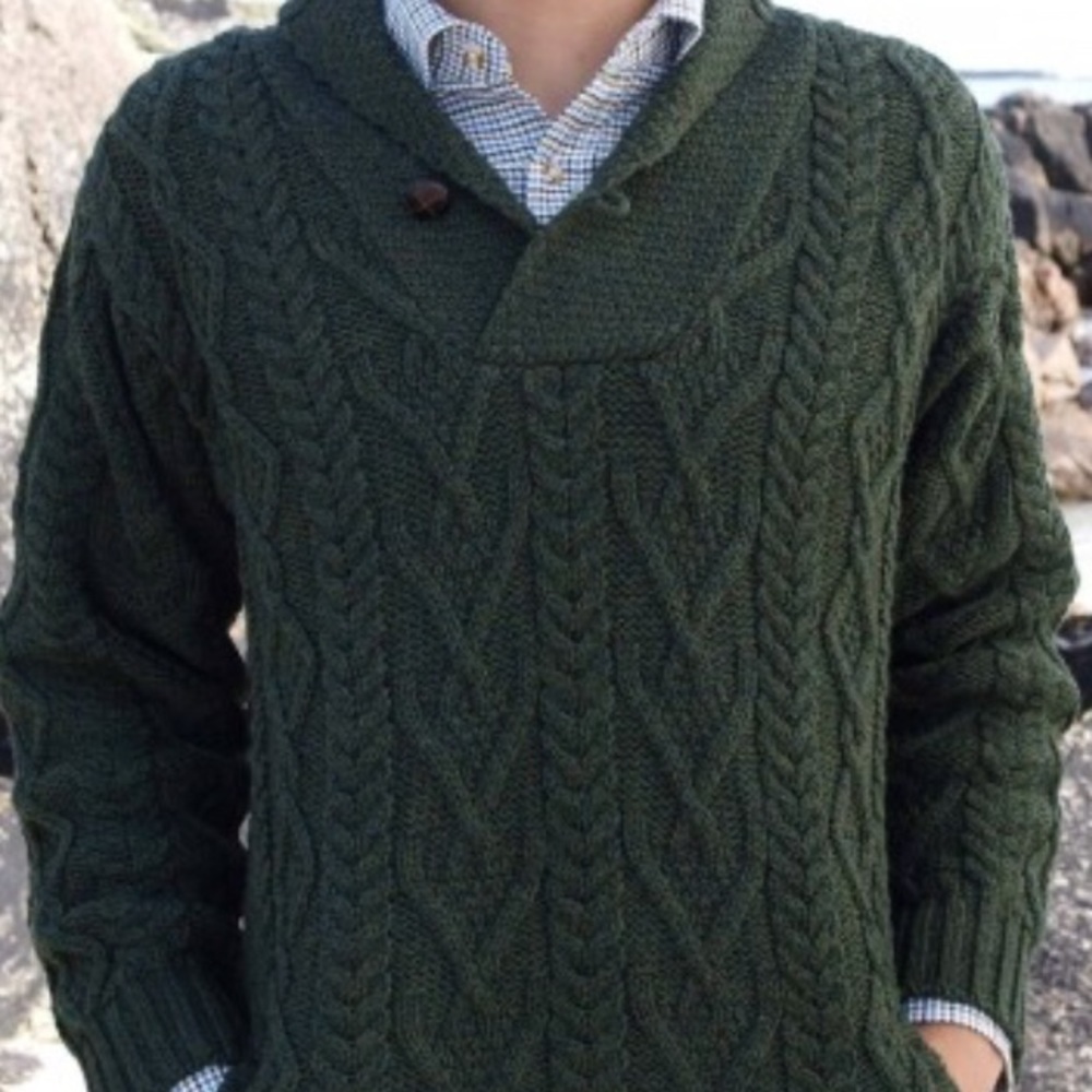 Aran Crafts Shawl Collar Man’s Sweater Small